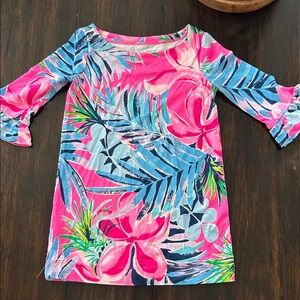 Lilly Pulitzer Pink and Blue Tropical Kids Dress